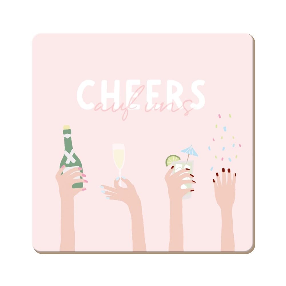 grafik-werkstatt-untersetzer-aus-kork-cheers-bunt-lustiger-rutschfester-und-feuc image 1