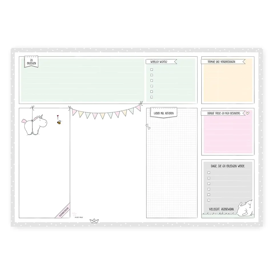 gr-tz-verlag-schreibtischunterlage-einhorn-katz-und-tinte-din-a2-30-blatt image 1