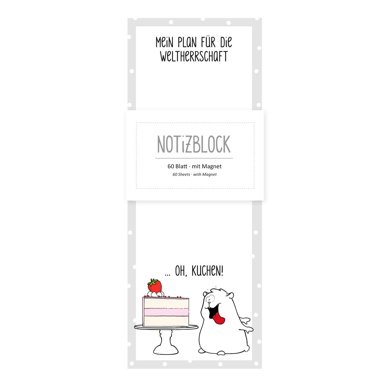 gr-tz-verlag-notizblock-magnetisch-katze-und-kuchen-60-blatt-blanko-8x21-cm image 1