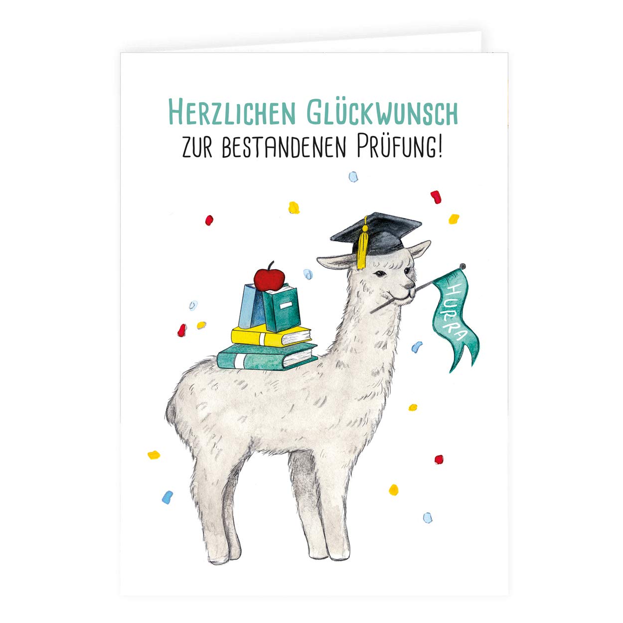 gr-tz-verlag-3er-set-gl-ckwunschkarte-abitur-mit-alpaka-lama-neutrale-klappkarte image 2