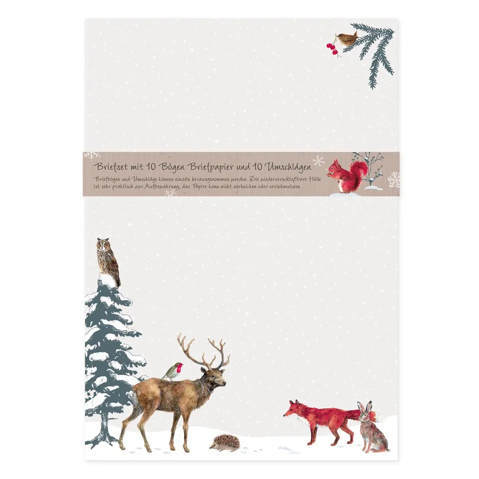gr-tz-verlag-briefpapier-set-weihnachtswald-din-a4-mit-umschl-gen-tiere-im-wald- image 1
