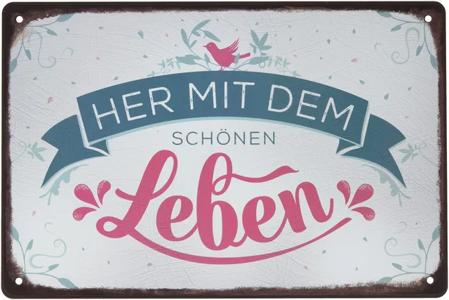 grafik-werkstatt-retro-blechschild-sch-nes-leben-deko-schild-30-x-20-cm image 1
