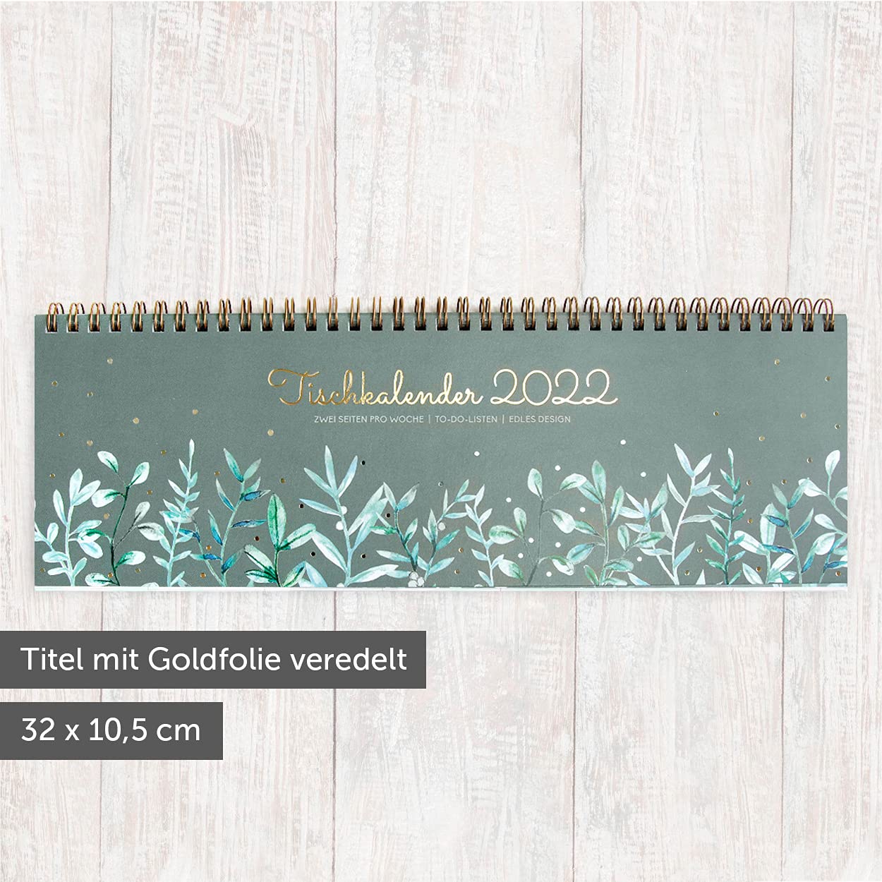 gr-tz-verlag-tischkalender-wochenplaner-2022-querformat-goldfolie-32x10-5-cm image 4