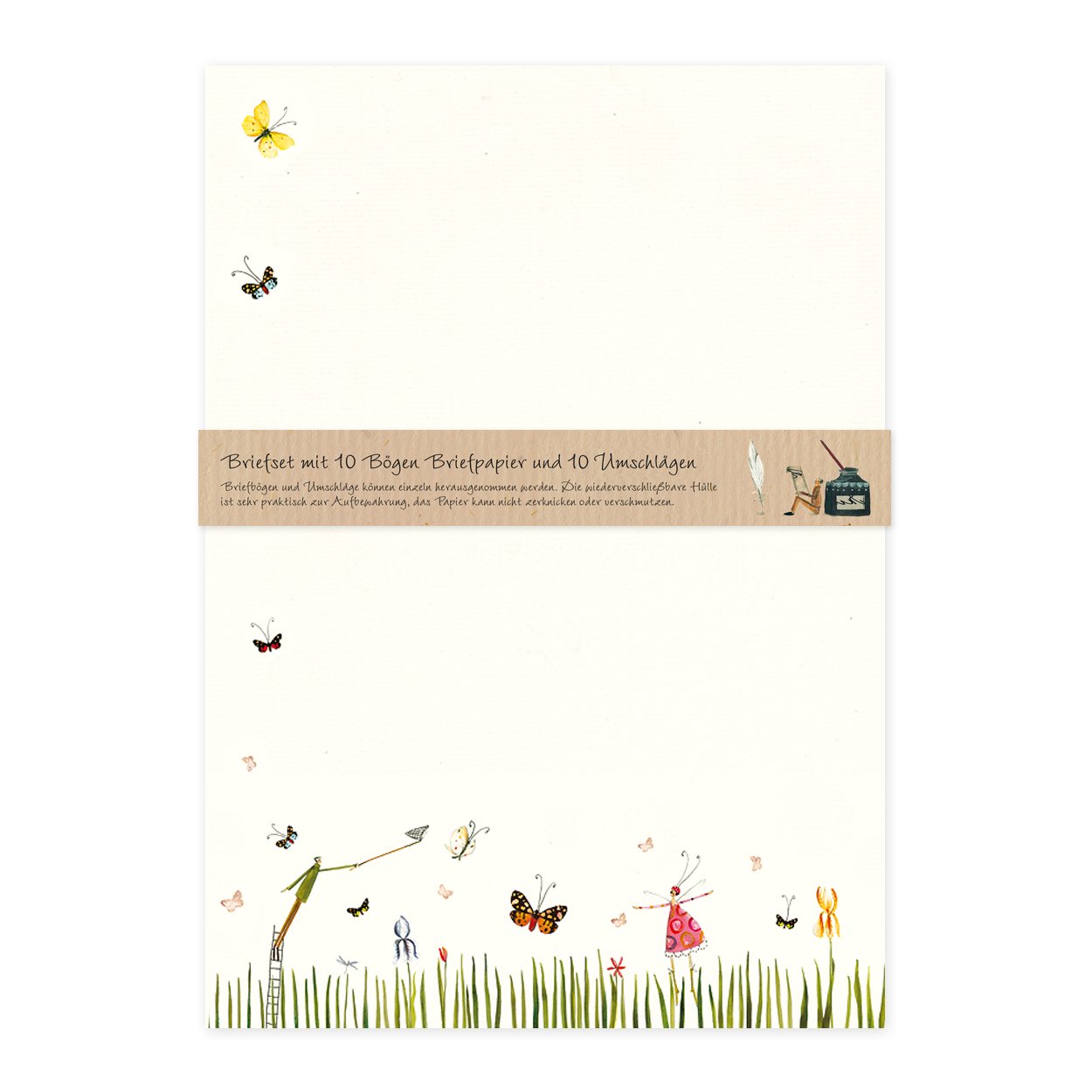 gr-tz-verlag-briefpapier-set-schmetterlinge-din-a4-10-seiten-mit-umschl-gen-blum image 1