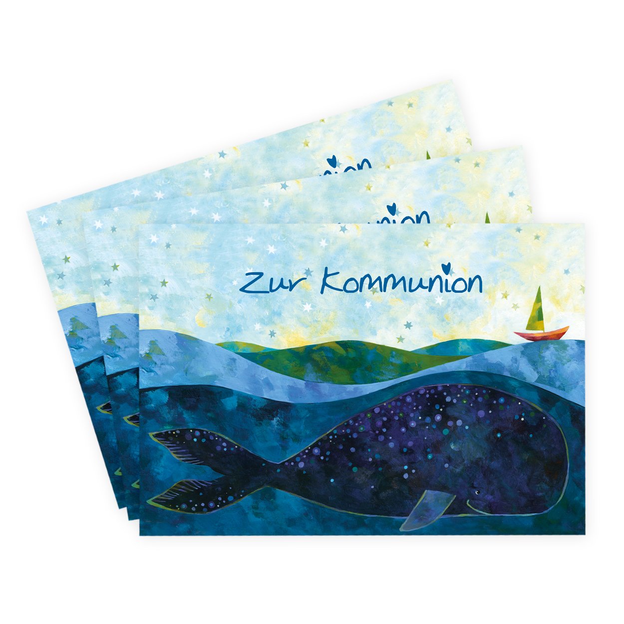 gr-tz-verlag-kommunion-karten-3er-set-motiv-wal-klappkarten-11-5-x-16-5-cm-mit-u image 1