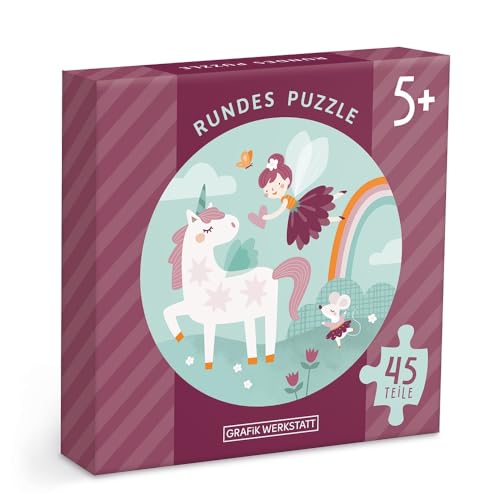 grafik-werkstatt-64518-rundes-kinder-puzzle-einhorn-blau-48-teile-ab-5-jahre image 3