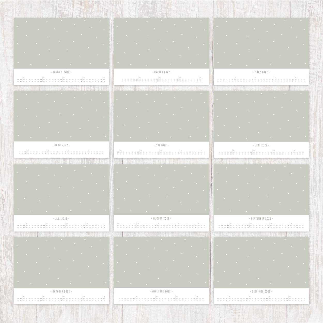 gr-tz-verlag-bastelkalender-din-a4-gr-n-goldherzen-wandkalender-zum-selbstgestal image 4
