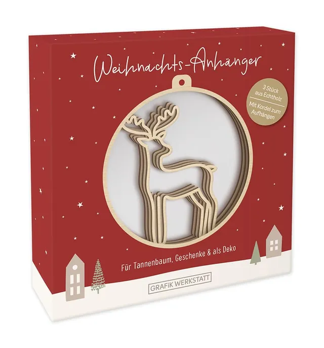 grafik-werkstatt-weihnachts-anh-nger-holz-rentier-braun-3-st-ck image 1