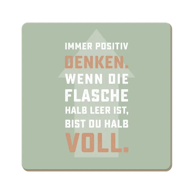 grafik-werkstatt-untersetzer-kork-immer-positiv-denken-bunt-9-5-x-9-5-cm image 1