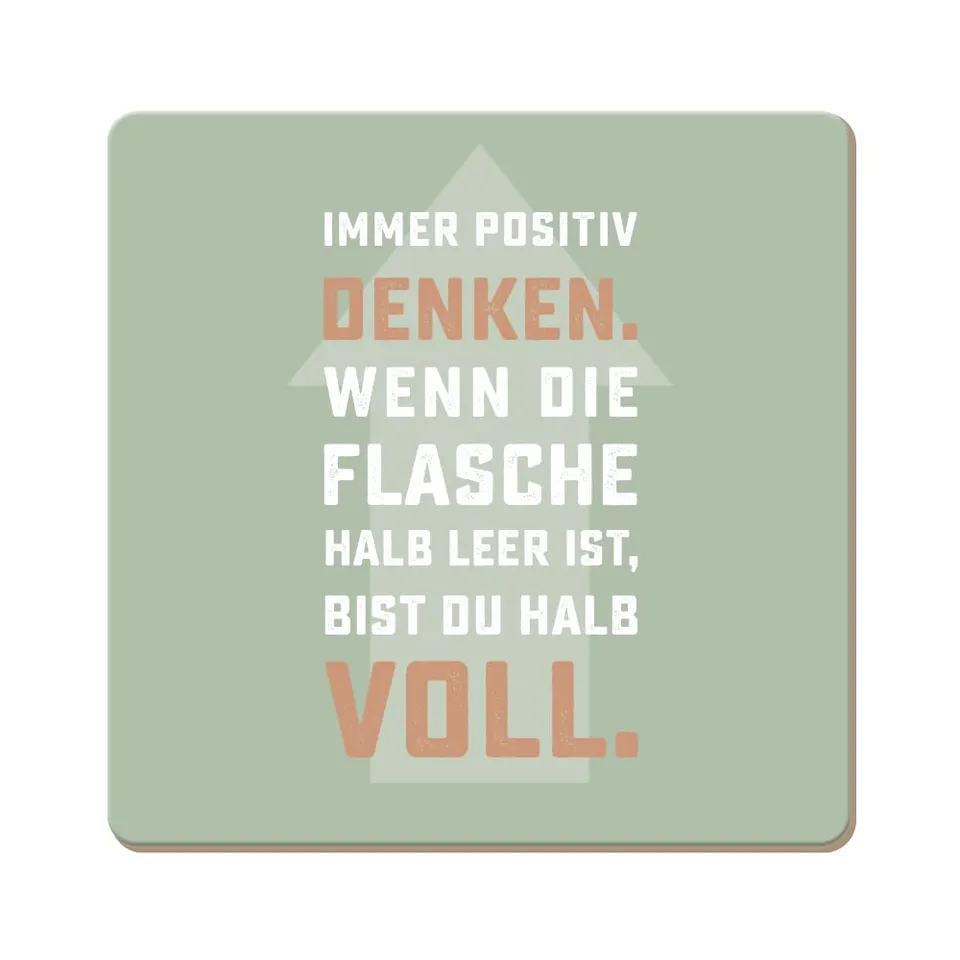 grafik-werkstatt-untersetzer-kork-immer-positiv-denken-bunt-9-5-x-9-5-cm image 1