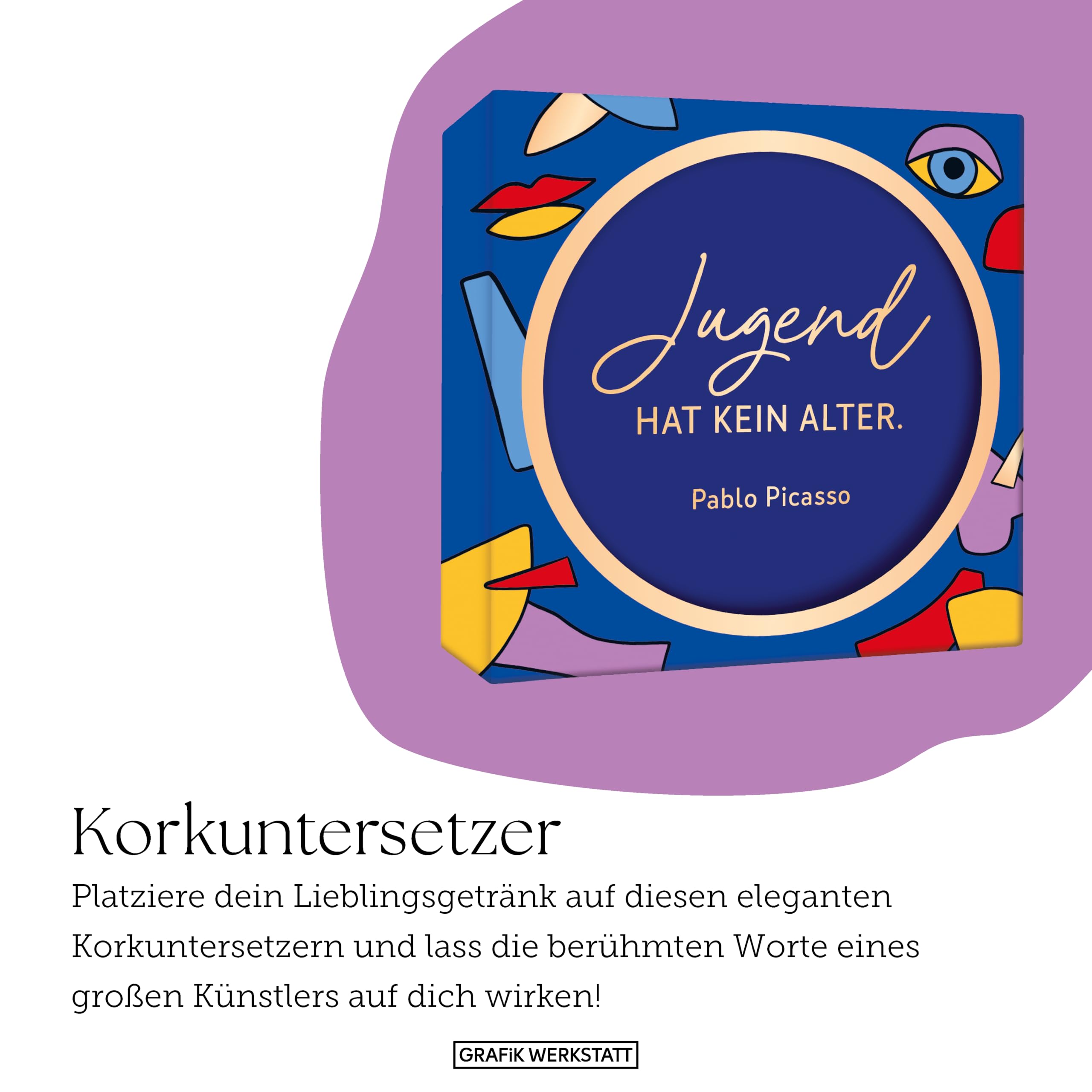 grafik-werkstatt-korkuntersetzer-6er-set-rund-10-5-cm-pablo-picasso image 3