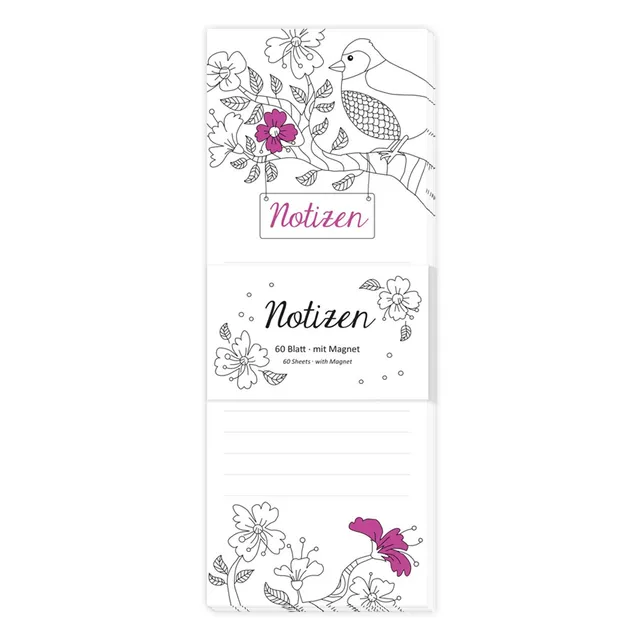gr-tz-verlag-notizblock-magnetisch-vogel-und-blumen-60-blatt-liniert-8x21-cm image 1