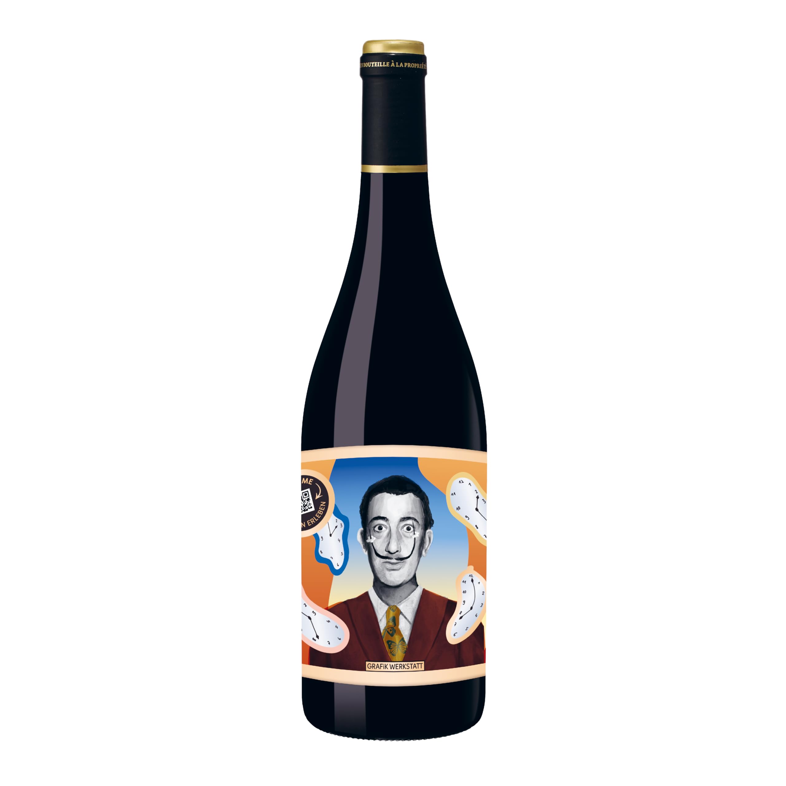 grafik-werkstatt-salvador-dal-rotwein-weinflasche-genuss-design image 1