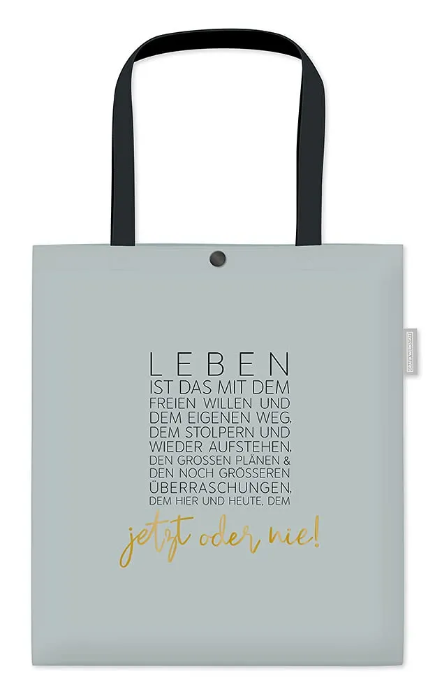 grafik-werkstatt-damen-baumwoll-beutel-leben-tasche-mit-verschluss-lustigem-spru image 1