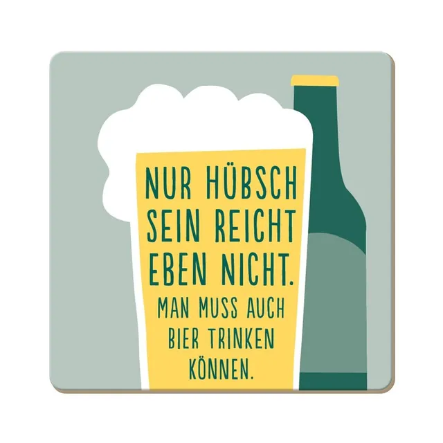grafik-werkstatt-kork-untersetzer-nur-h-bsch-sein-bunt-9-5-x-9-5-cm image 1