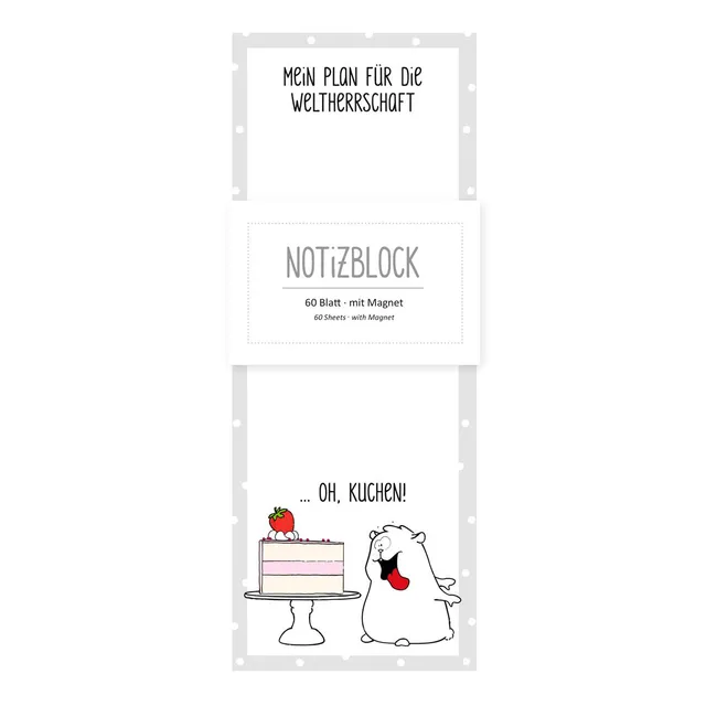 gr-tz-verlag-notizblock-magnetisch-katze-und-kuchen-60-blatt-blanko-8x21-cm image 1