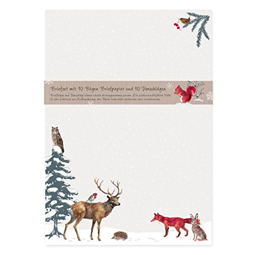 gr-tz-verlag-briefpapier-set-weihnachtswald-din-a4-mit-umschl-gen-tiere-im-wald- image 5