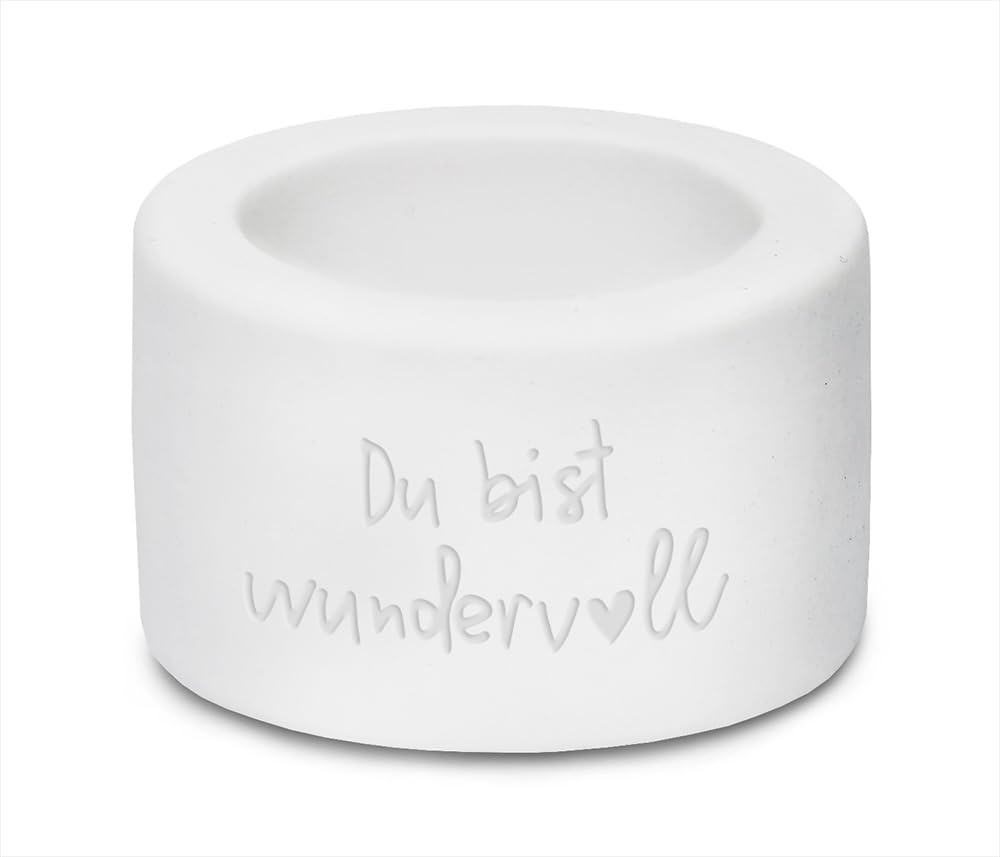 grafik-werkstatt-teelichthalter-du-bist-wundervoll-keramik image 1