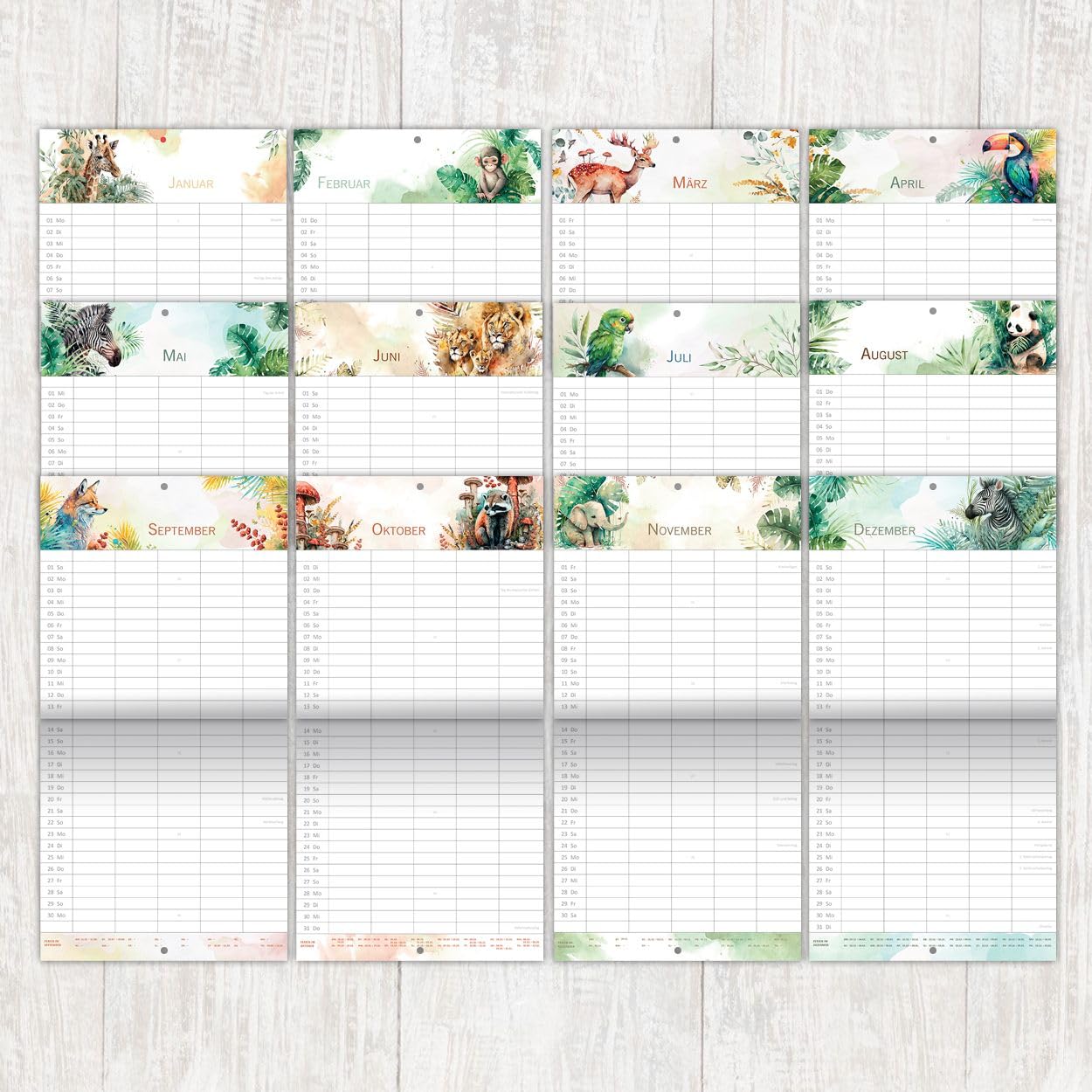 gr-tz-verlag-familienplaner-2024-tiere-wandkalender-5-spalten-22-x-43-cm image 5