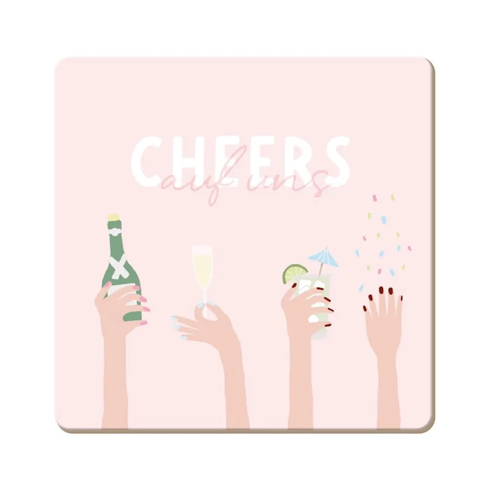 grafik-werkstatt-untersetzer-aus-kork-cheers-bunt-lustiger-rutschfester-und-feuc image 1