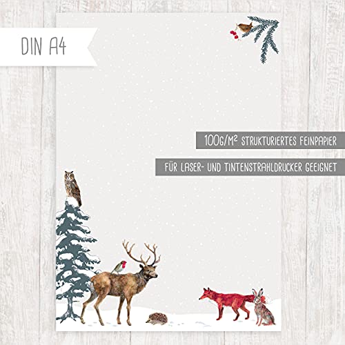 gr-tz-verlag-briefpapier-set-weihnachtswald-din-a4-mit-umschl-gen-tiere-im-wald- image 6