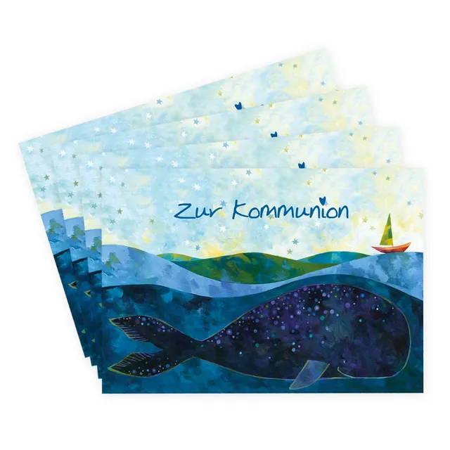 gr-tz-verlag-4er-set-kommunionkarten-motiv-wal-gl-ckwunschkarten-boot-auf-meer-m image 1