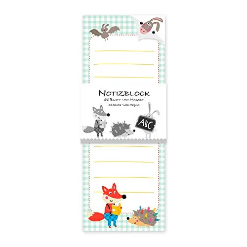gr-tz-verlag-notizblock-magnetisch-kinder-tiere-fuchs-igel-60-blatt-blanko-8x21- image 1