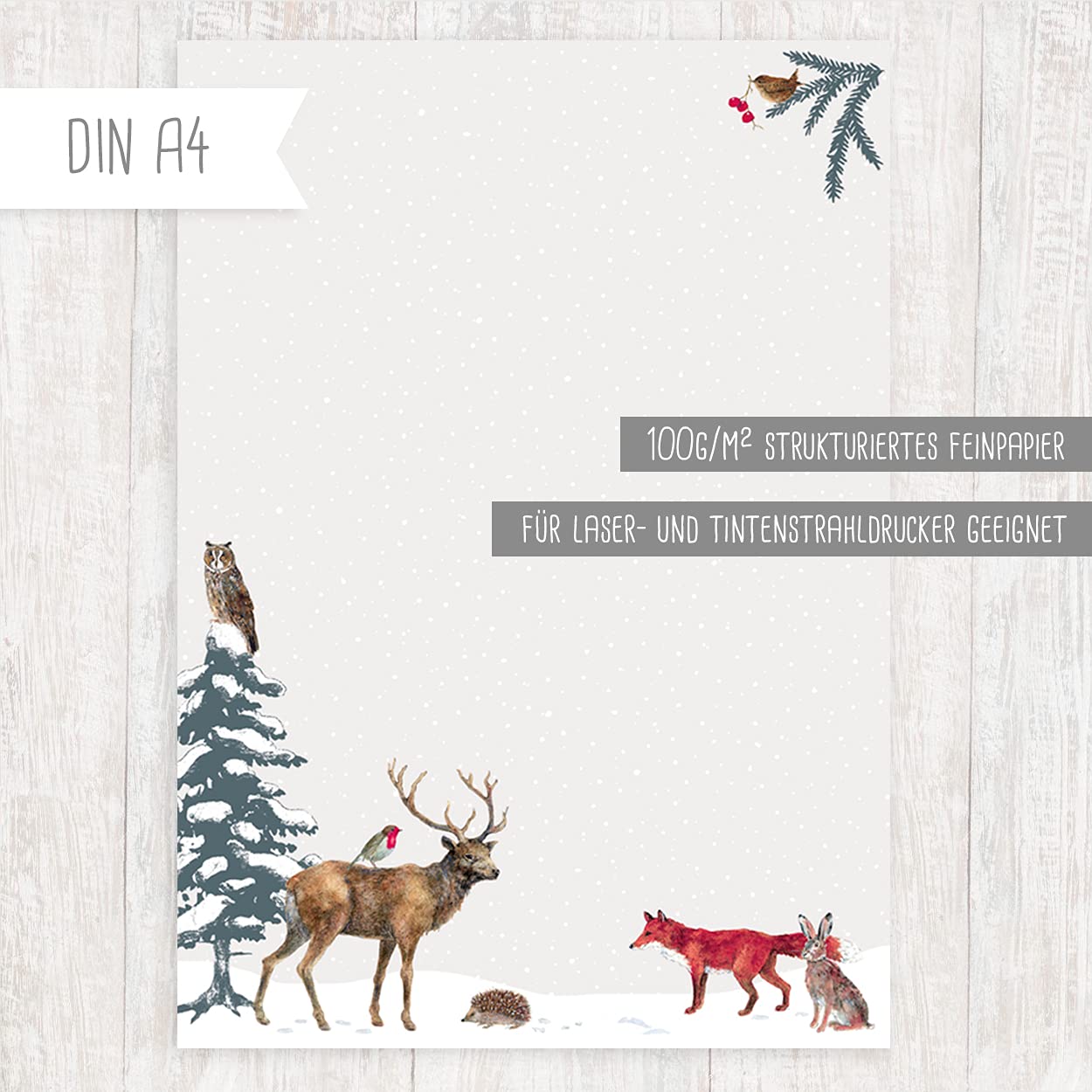 gr-tz-verlag-briefpapier-set-weihnachtswald-din-a4-mit-umschl-gen-tiere-im-wald- image 2