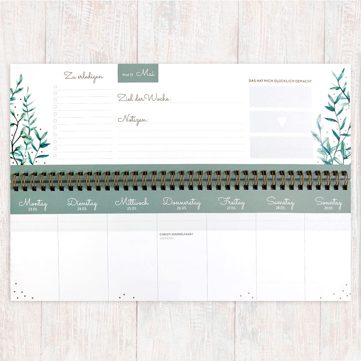 gr-tz-verlag-tischkalender-wochenplaner-2022-querformat-goldfolie-32x10-5-cm image 3