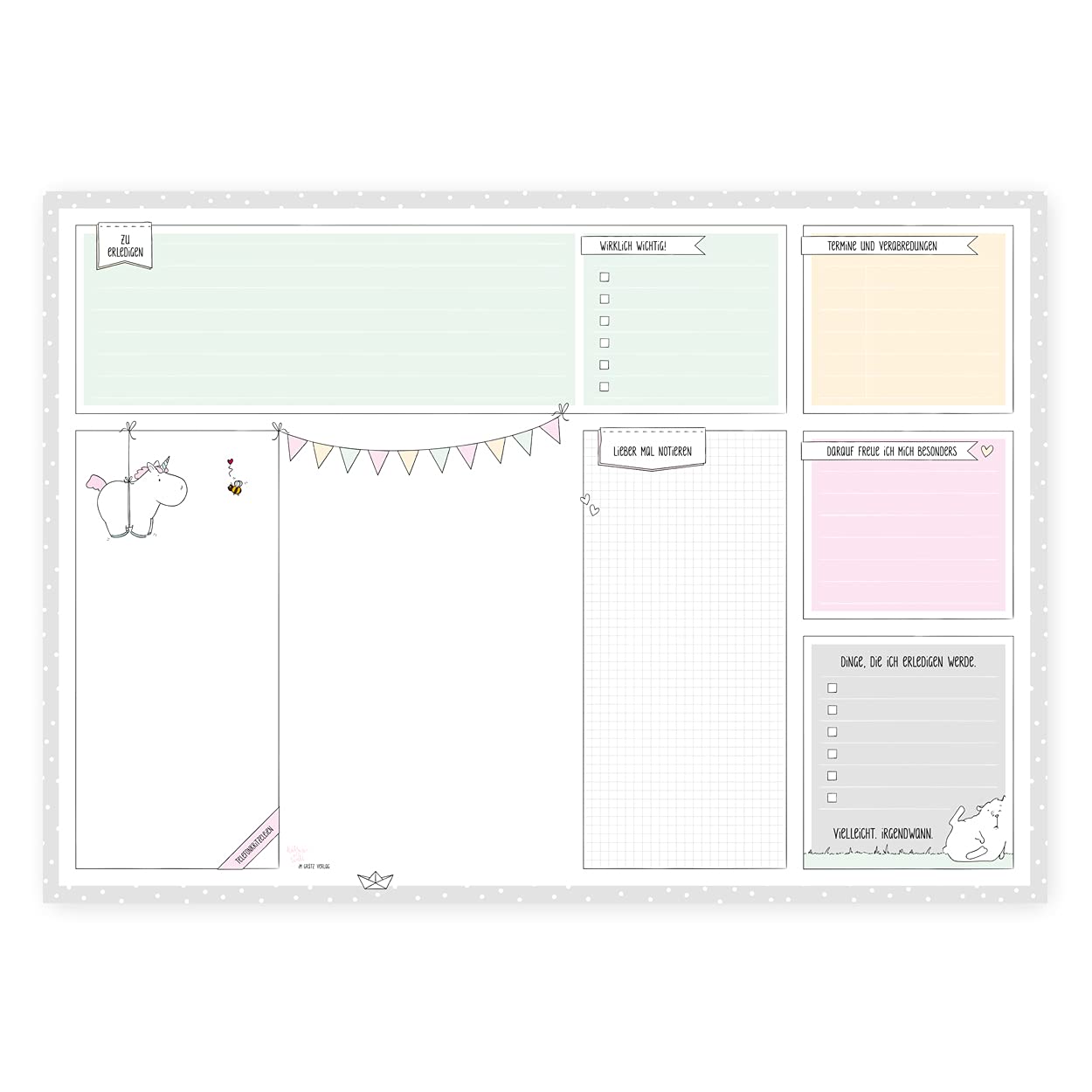 gr-tz-verlag-schreibtischunterlage-einhorn-katz-und-tinte-din-a2-30-blatt image 1