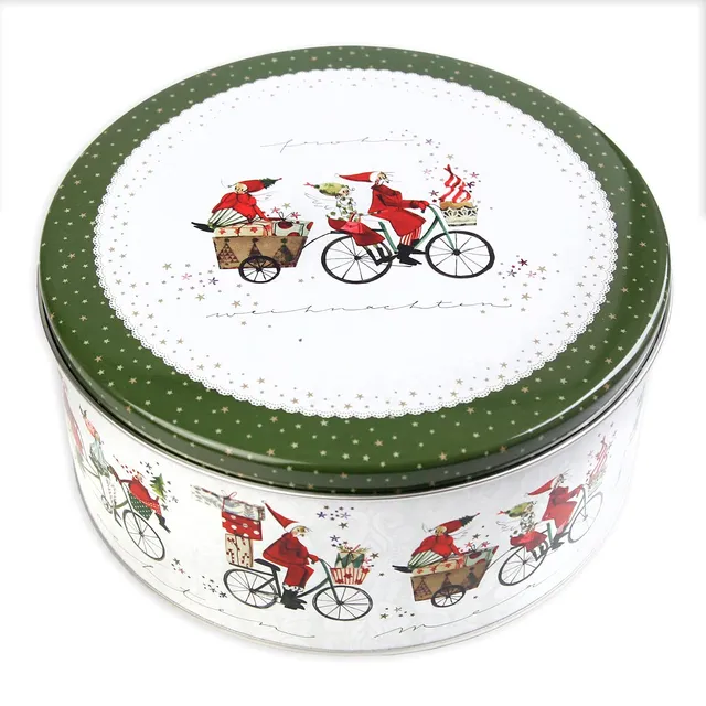 gr-tz-verlag-pl-tzchendose-weihnachtsfahrrad-runde-keksdose-aus-blech-rot-gr-n-2 image 1