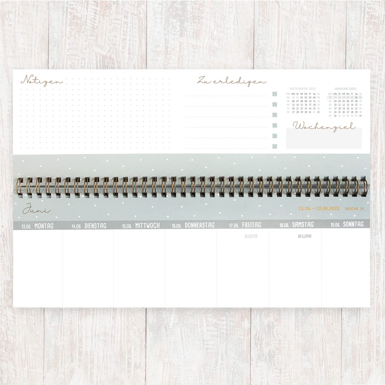 gr-tz-verlag-wochenplaner-tischkalender-quer-32-x-10-5-cm-bl-tter-design-mit-gol image 3