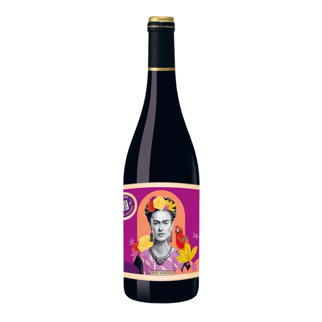 grafik-werkstatt-genuss-design-rotwein-frida-kahlo image 1