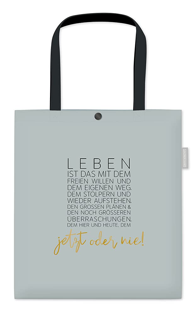 grafik-werkstatt-damen-baumwoll-beutel-leben-tasche-mit-verschluss-lustigem-spru image 1