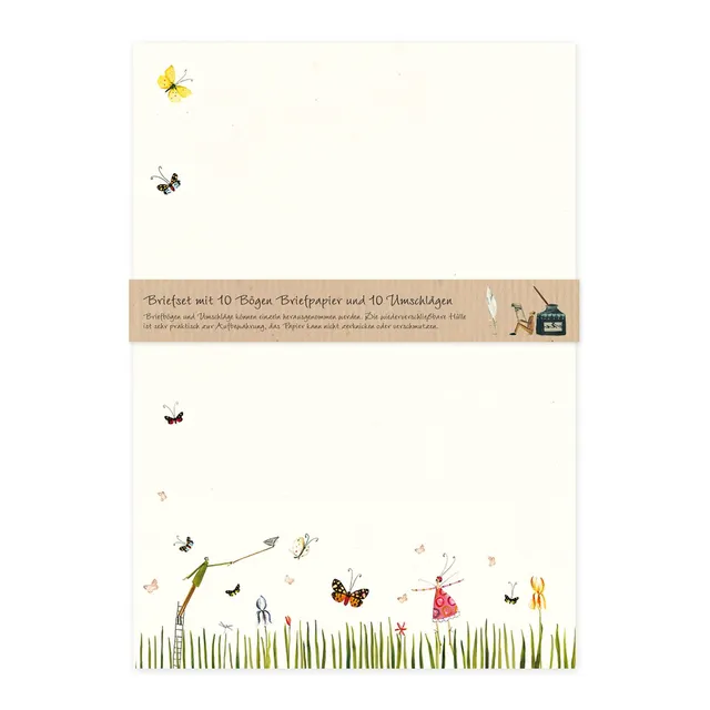 gr-tz-verlag-briefpapier-set-schmetterlinge-din-a4-10-seiten-mit-umschl-gen-blum image 1
