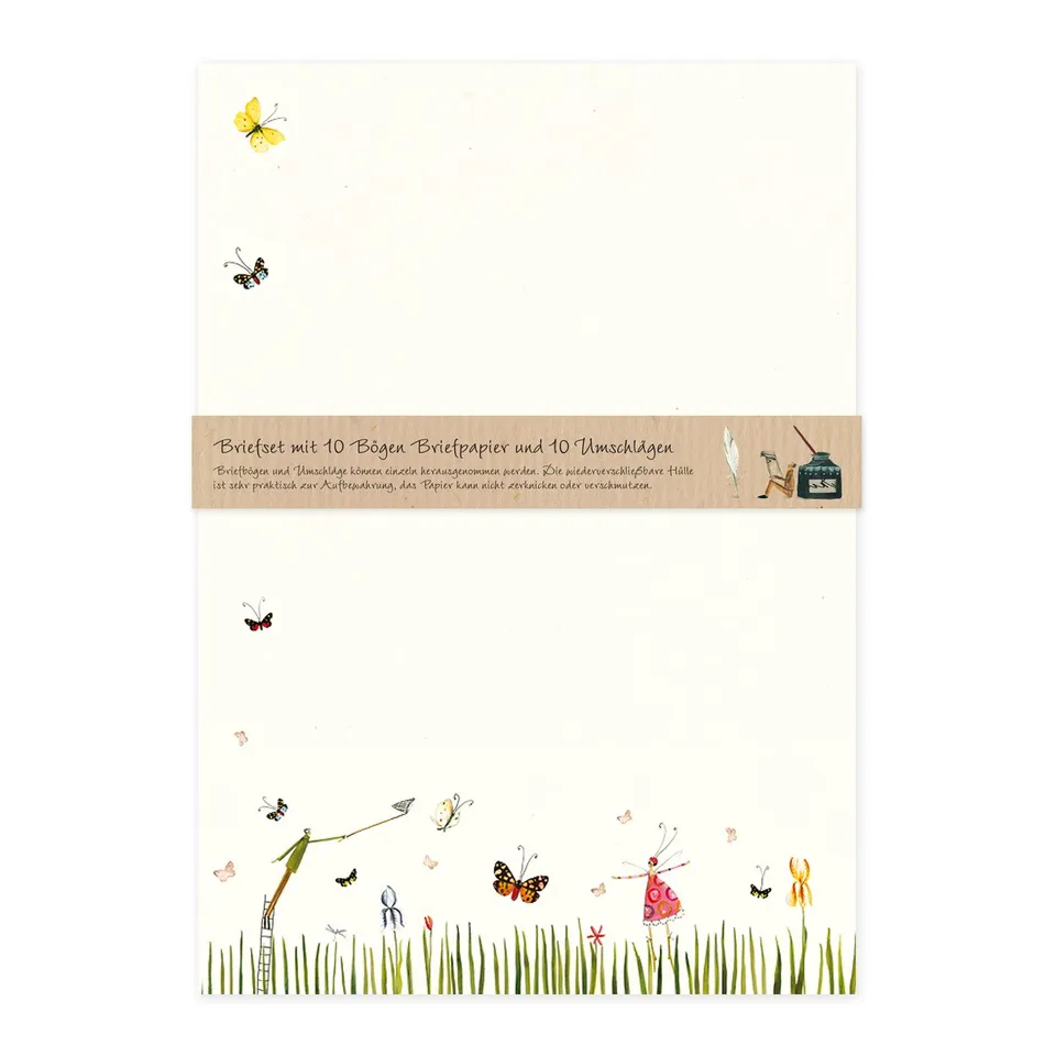 gr-tz-verlag-briefpapier-set-schmetterlinge-din-a4-10-seiten-mit-umschl-gen-blum image 1