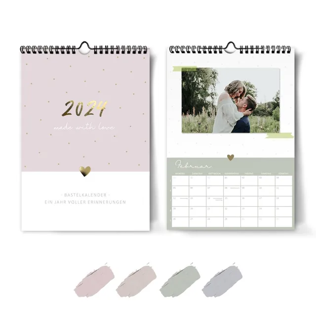 gr-tz-verlag-bastelkalender-2024-zum-selbstgestalten-blattgold-din-a4-kalender-m image 1
