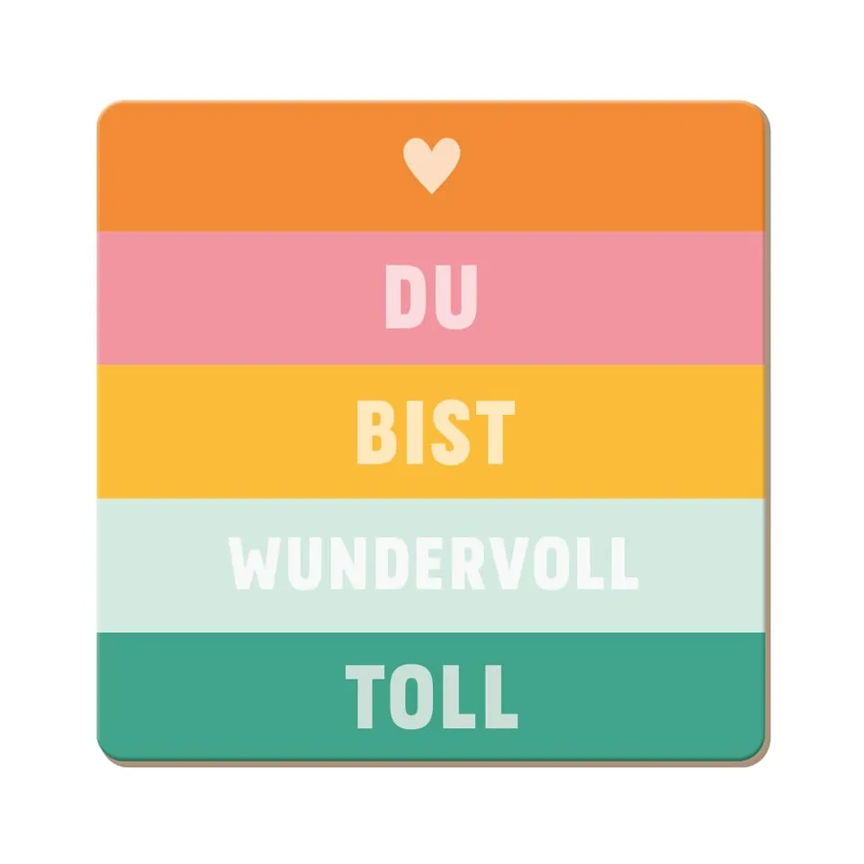grafik-werkstatt-untersetzer-aus-kork-du-bist-wundervoll-toll-bunt image 1