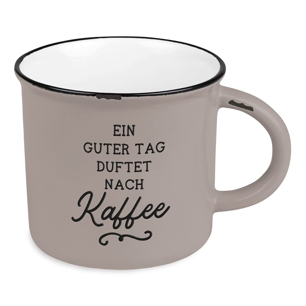 grafik-werkstatt-kaffeetasse-vintage-ein-guter-tag-keramik-becher-400-ml-grau image 1