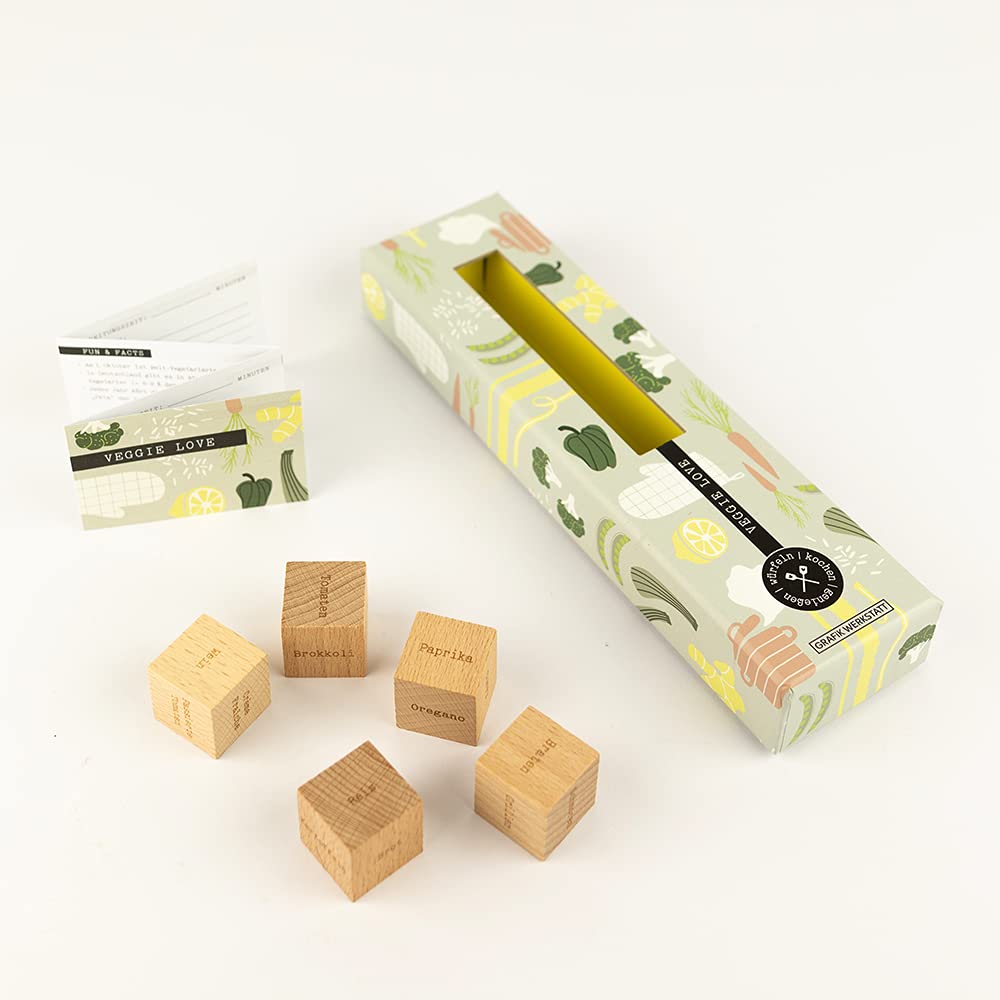 grafik-werkstatt-rezept-w-rfel-set-veggie-love-5-holzw-rfel-mit-heft image 2