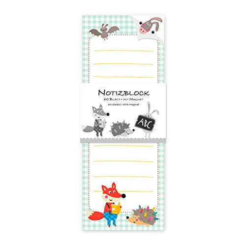 gr-tz-verlag-notizblock-magnetisch-kinder-tiere-fuchs-igel-60-blatt-blanko-8x21- image 1