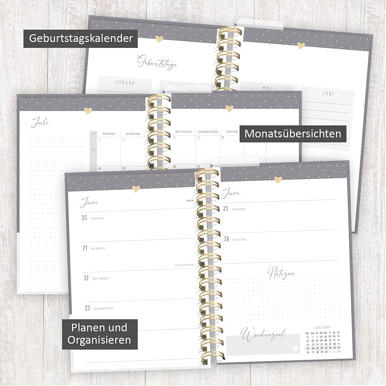gr-tz-verlag-organizer-2022-a5-wochenplaner-2-seiten-pro-woche-goldfolie-ringbuc image 6