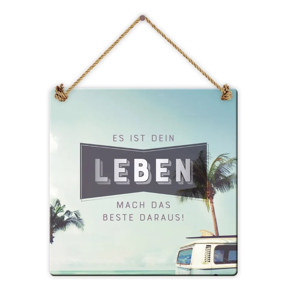 grafik-werkstatt-be-happy-schild-es-ist-dein-leben-18-x-18-cm image 1