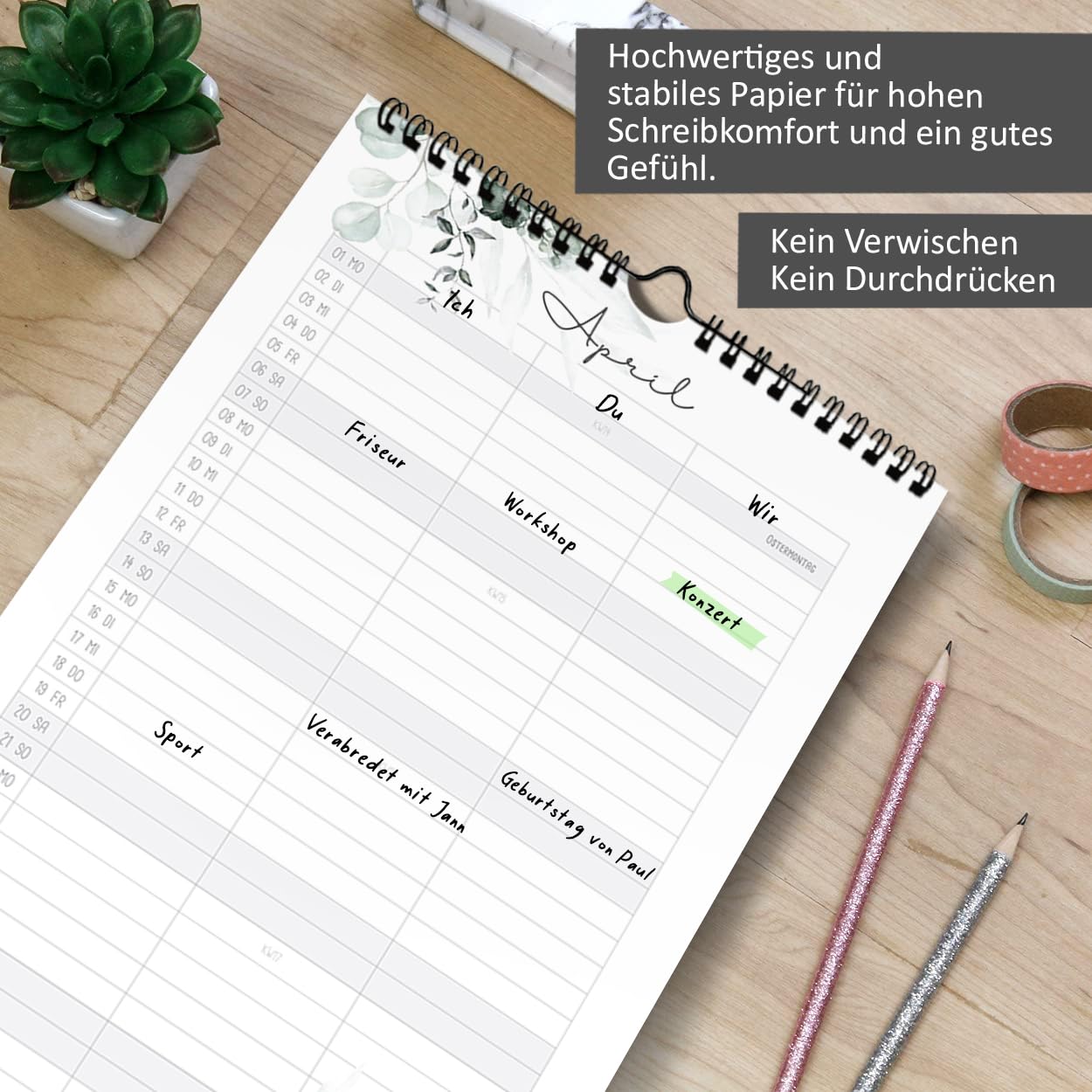 gr-tz-verlag-kalender-f-r-zwei-2024-wandkalender-3-spalten-eukalyptus-19-x-32-cm image 4