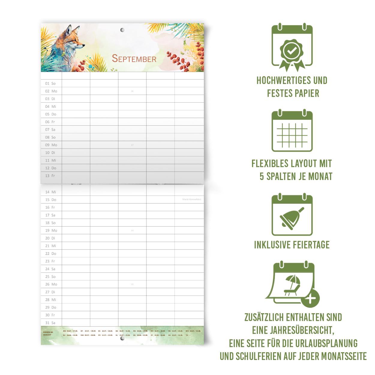 gr-tz-verlag-familienplaner-2024-tiere-wandkalender-5-spalten-22-x-43-cm image 4