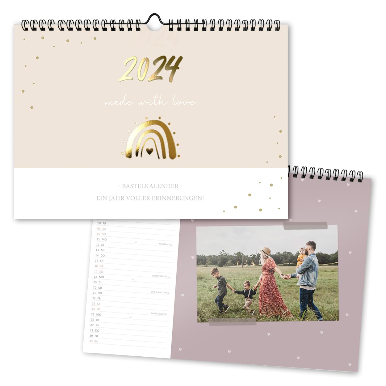 gr-tz-verlag-kalender-zum-selbstgestalten-blattgold-2024-querformat-a4-beige-gol image 1