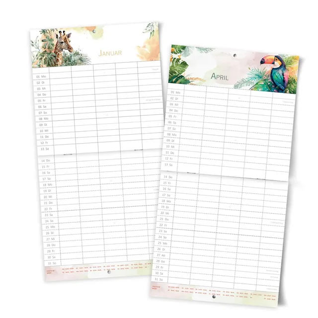 gr-tz-verlag-familienplaner-2024-tiere-wandkalender-5-spalten-22-x-43-cm image 1