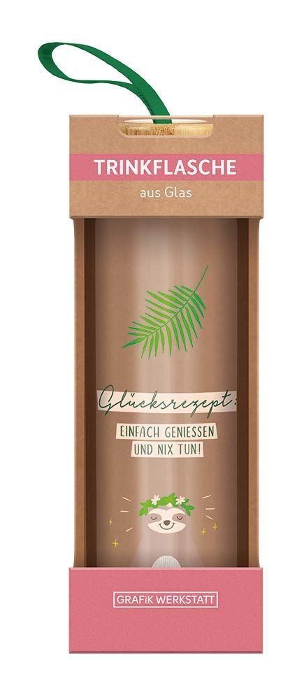 grafik-werkstatt-glas-trinkflasche-550-ml-gl-cksrezept-bunt-mit-griffschlaufe image 3