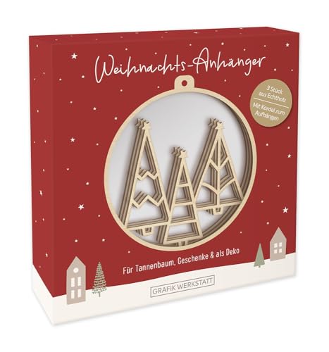 grafik-werkstatt-weihnachts-anh-nger-holz-tanne-braun-3-st-ck image 3