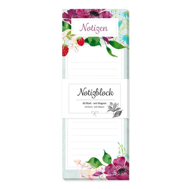 gr-tz-verlag-magnet-notizblock-blumen-bunt-einkaufsliste-liniert-60-blatt image 1